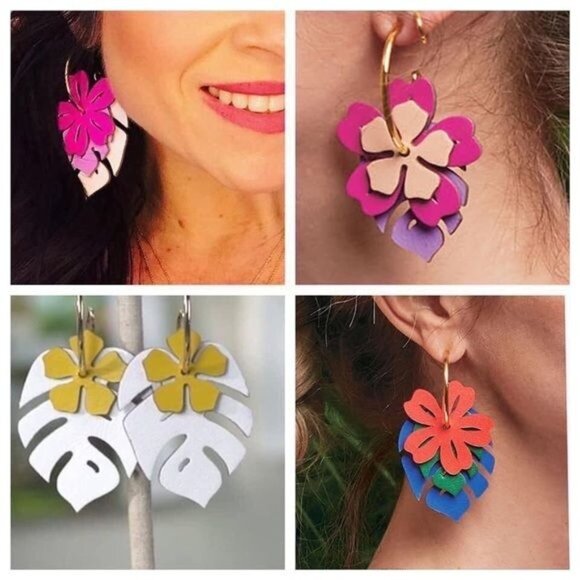 Stella & Dot Color Pop Convertible Floral and Tropical Earrings Rare - Picture 9 of 11